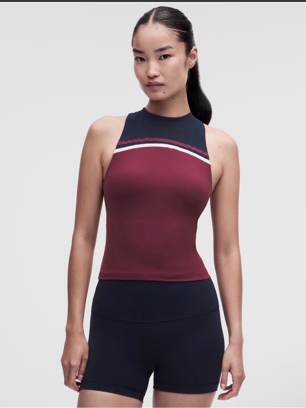 Lululemon Mockneck Stripe Shelf Tank